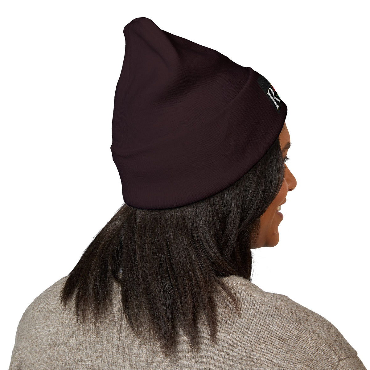 Rose Crown Embroidered Cuffed Beanie