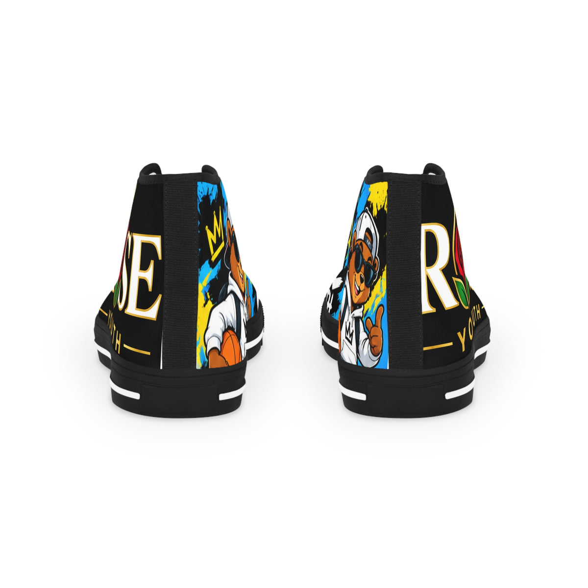 Men's ROSE Youth-Bear the Baller-High Top Sneakers – Bold Street Art Graphic Shoes