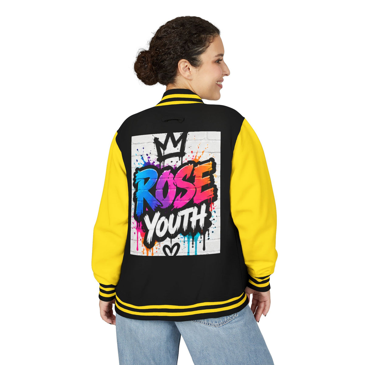 Rose Youth Graffiti Logo Letterman Jacket