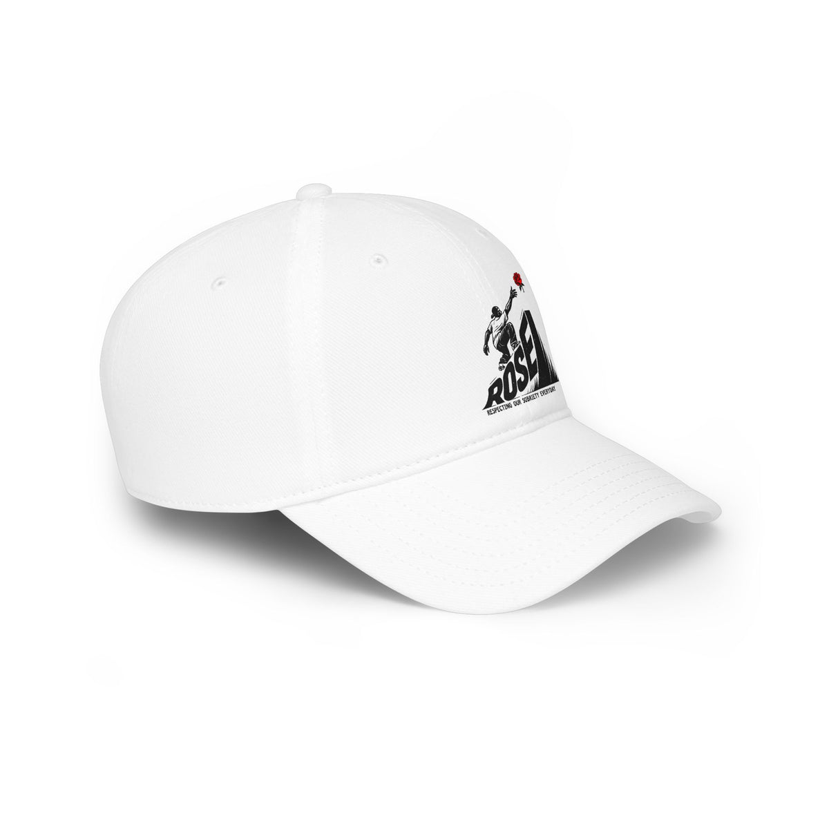 ROSE Reach Baseball Cap - Skate Culture Graphic Low Profile Hat (Japanese Kanji Inspired)