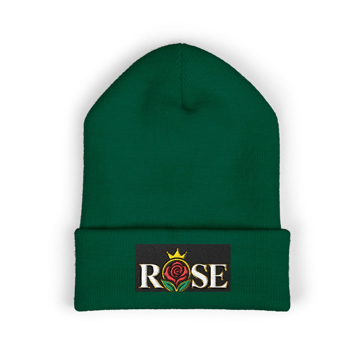 Rose Crown Embroidered Cuffed Beanie