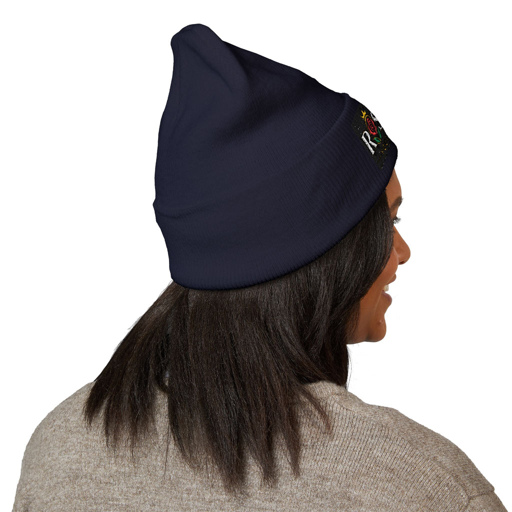Embroidered 'ROSE Youth' Cuffed Beanie — 'Young Not Dumb' Streetwear Knit Hat