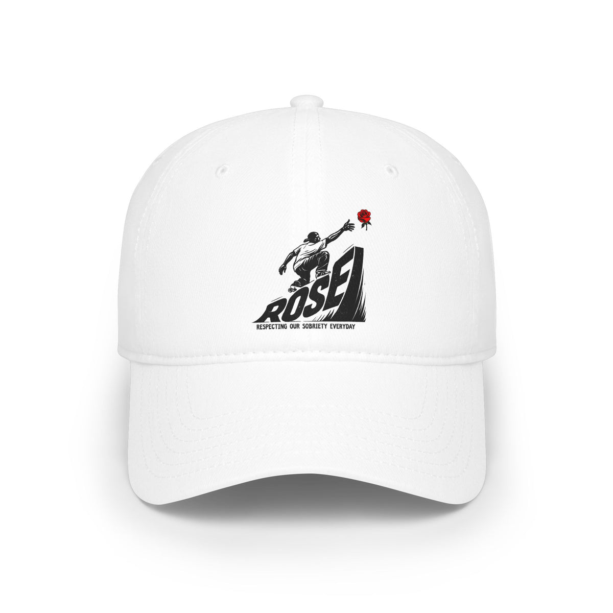 ROSE Reach Baseball Cap - Skate Culture Graphic Low Profile Hat (Japanese Kanji Inspired)