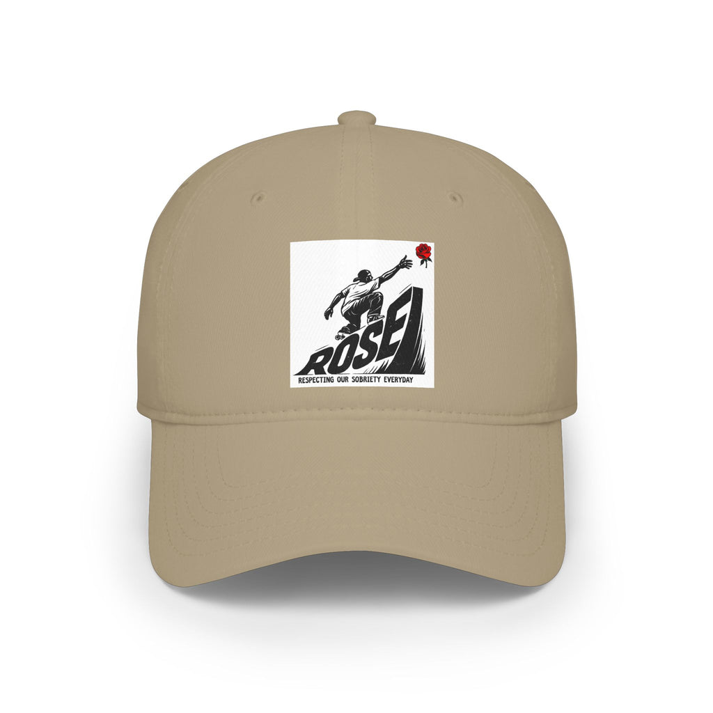 ROSE Reach Baseball Cap - Skate Culture Graphic Low Profile Hat (Japanese Kanji Inspired)