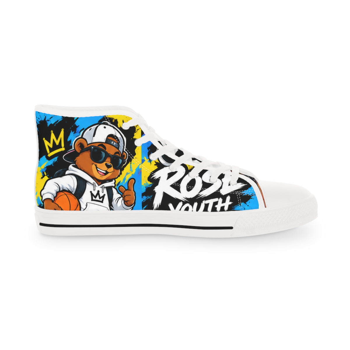 Men's ROSE Youth-Bear the Baller-High Top Sneakers – Bold Street Art Graphic Shoes