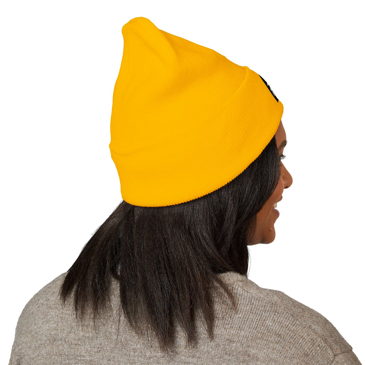 Embroidered 'Rose Youth' Cuffed Beanie – Vintage Patch Knit Hat