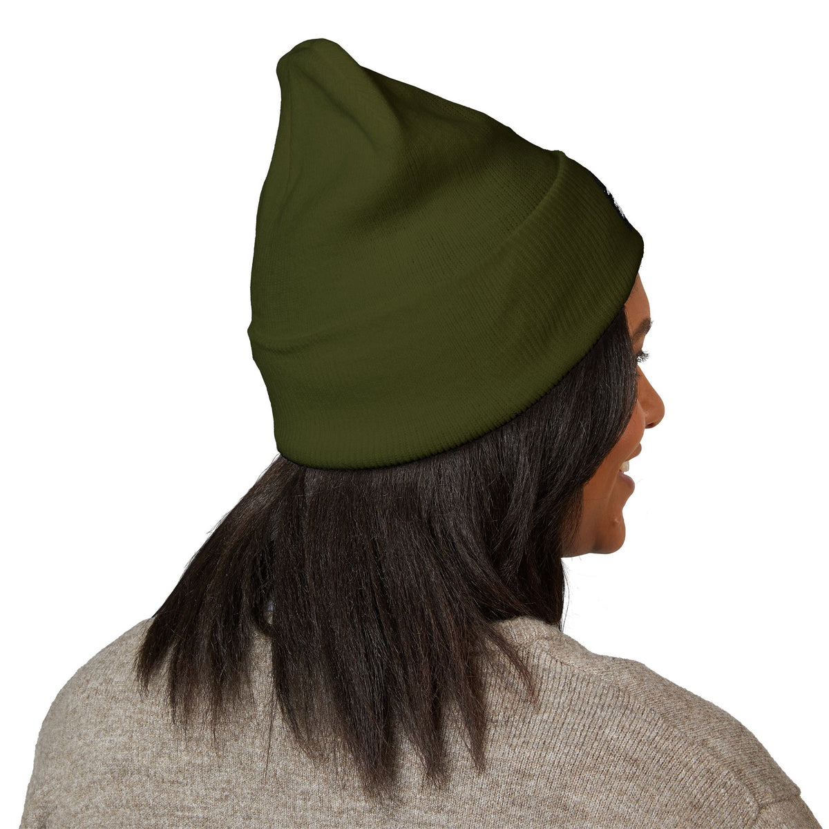 Embroidered 'Rose Youth' Cuffed Beanie – Vintage Patch Knit Hat