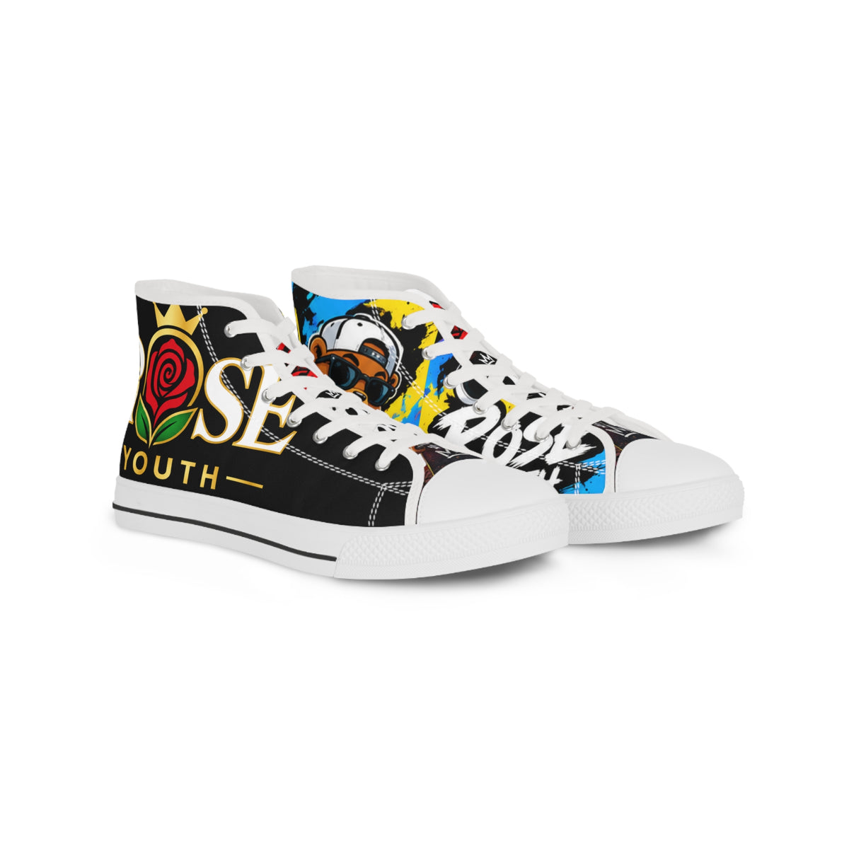 Men's ROSE Youth-Bear the Baller-High Top Sneakers – Bold Street Art Graphic Shoes