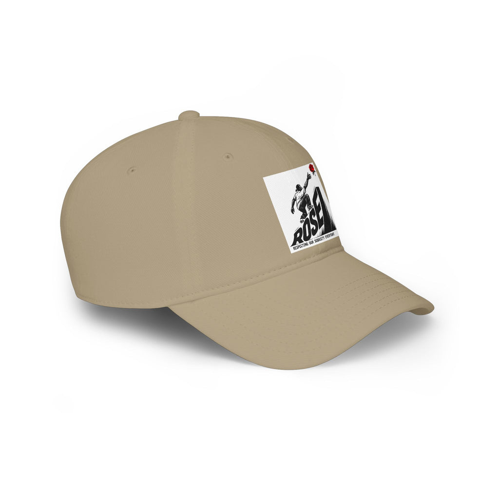 ROSE Reach Baseball Cap - Skate Culture Graphic Low Profile Hat (Japanese Kanji Inspired)