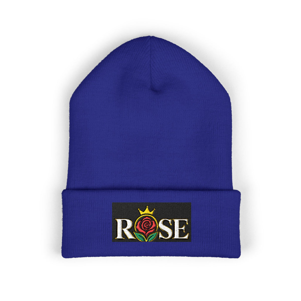 Rose Crown Embroidered Cuffed Beanie