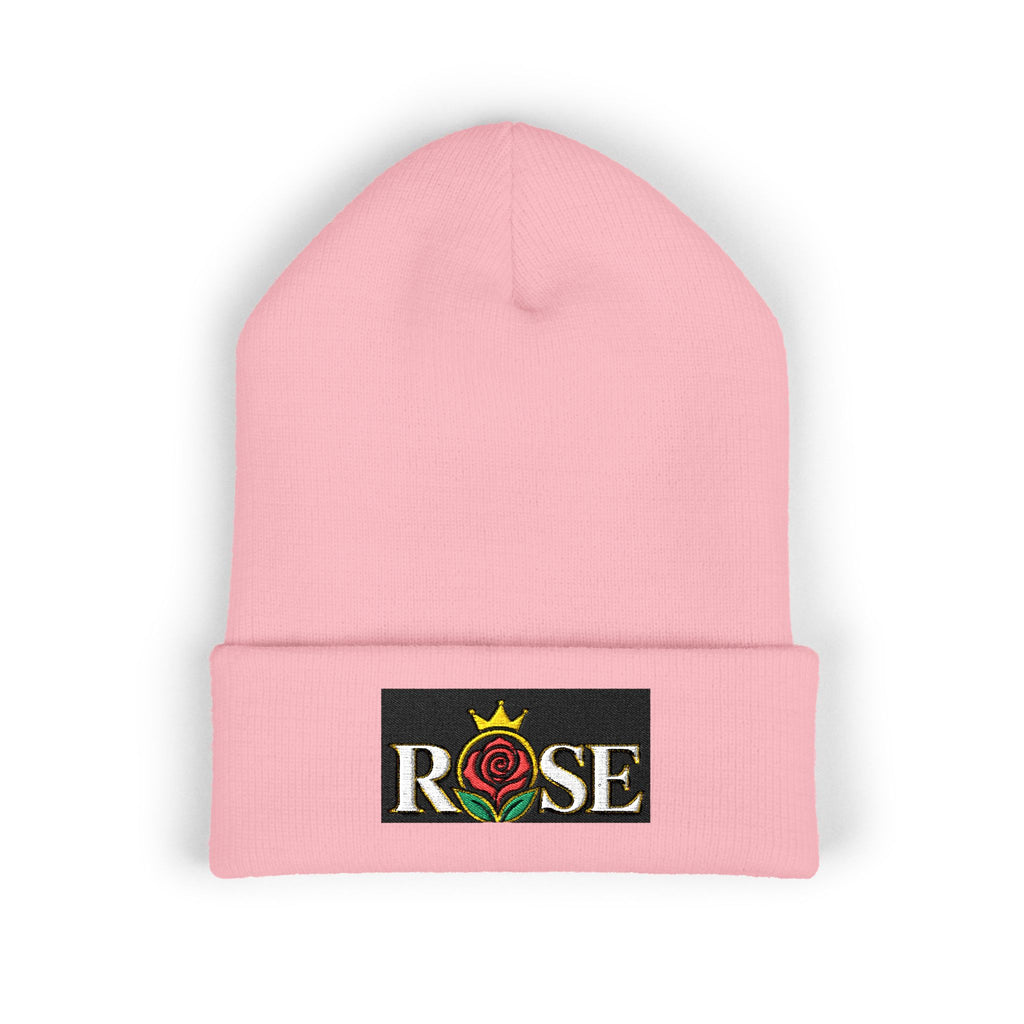 Rose Crown Embroidered Cuffed Beanie