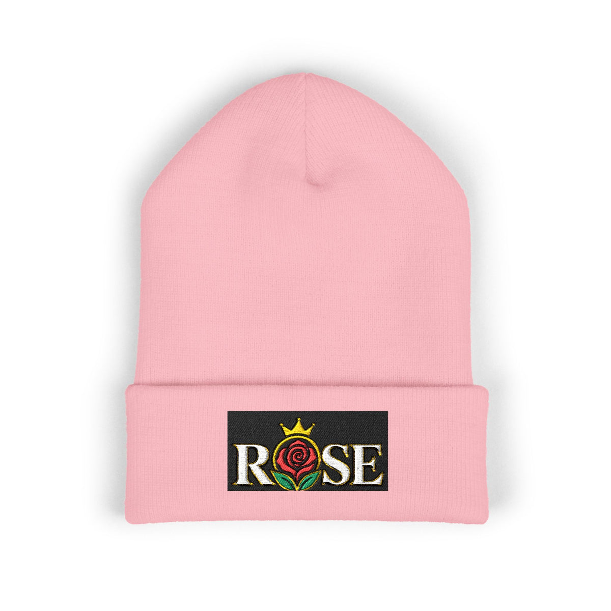 Rose Crown Embroidered Cuffed Beanie
