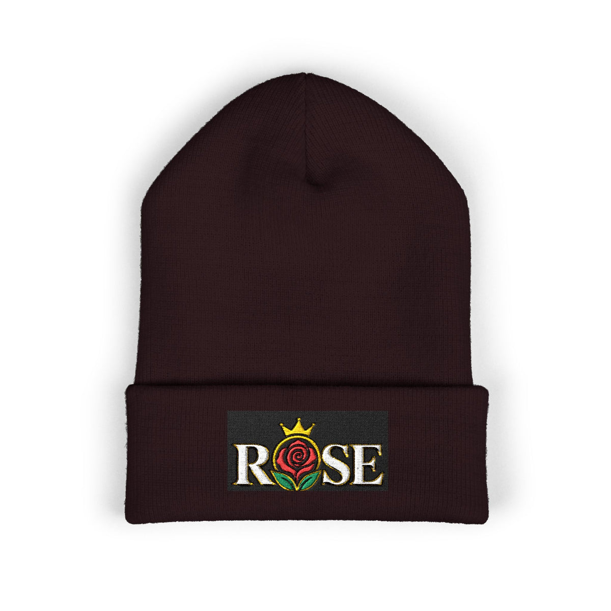 Rose Crown Embroidered Cuffed Beanie