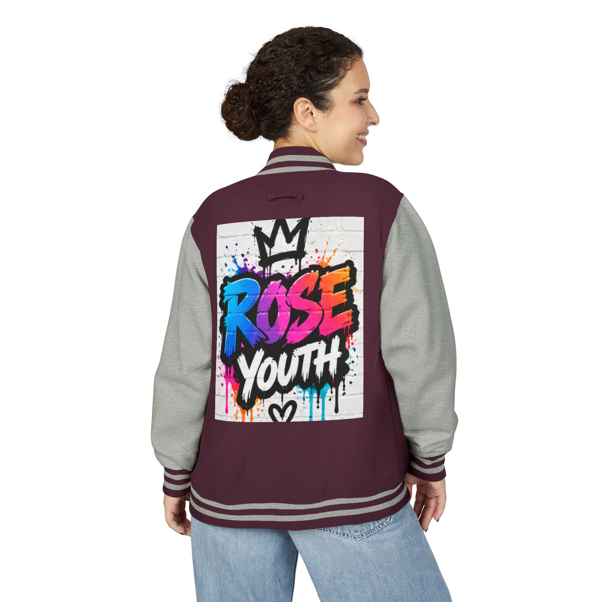 Rose Youth Graffiti Logo Letterman Jacket