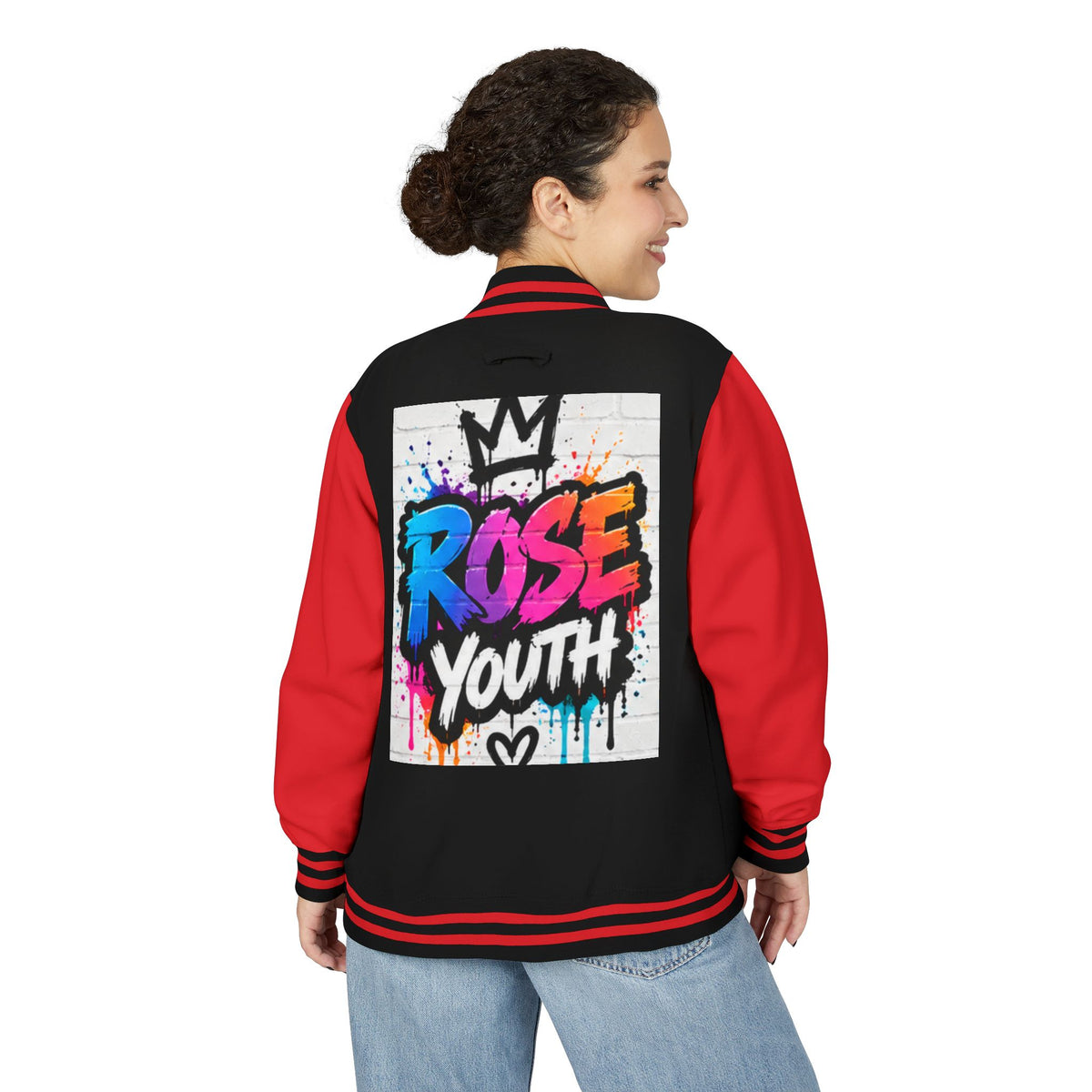 Rose Youth Graffiti Logo Letterman Jacket