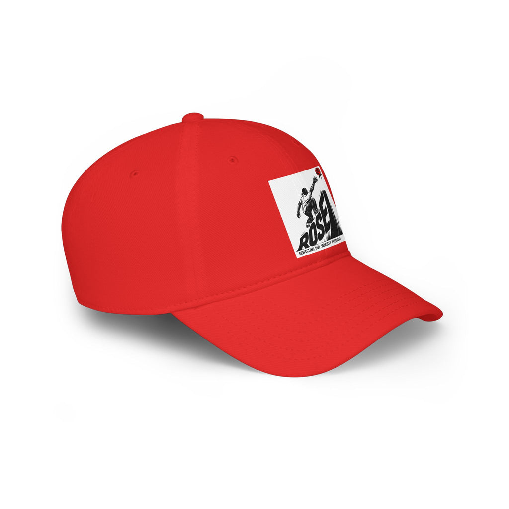 ROSE Reach Baseball Cap - Skate Culture Graphic Low Profile Hat (Japanese Kanji Inspired)