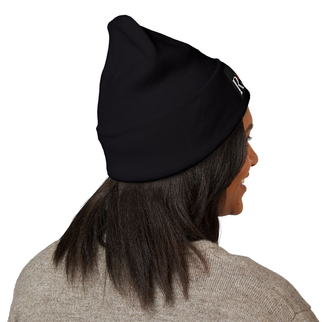 Rose Crown Embroidered Cuffed Beanie