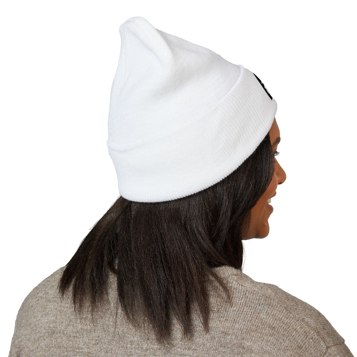 Embroidered 'Rose Youth' Cuffed Beanie – Vintage Patch Knit Hat