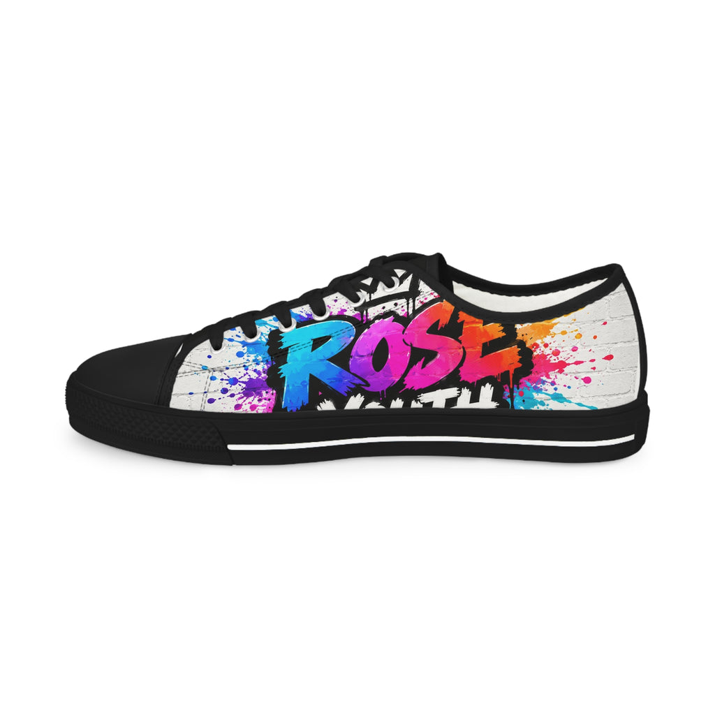 Unisex ROSE Low Top Sneakers – Colorful Graffiti ROSE Logo Sneaker