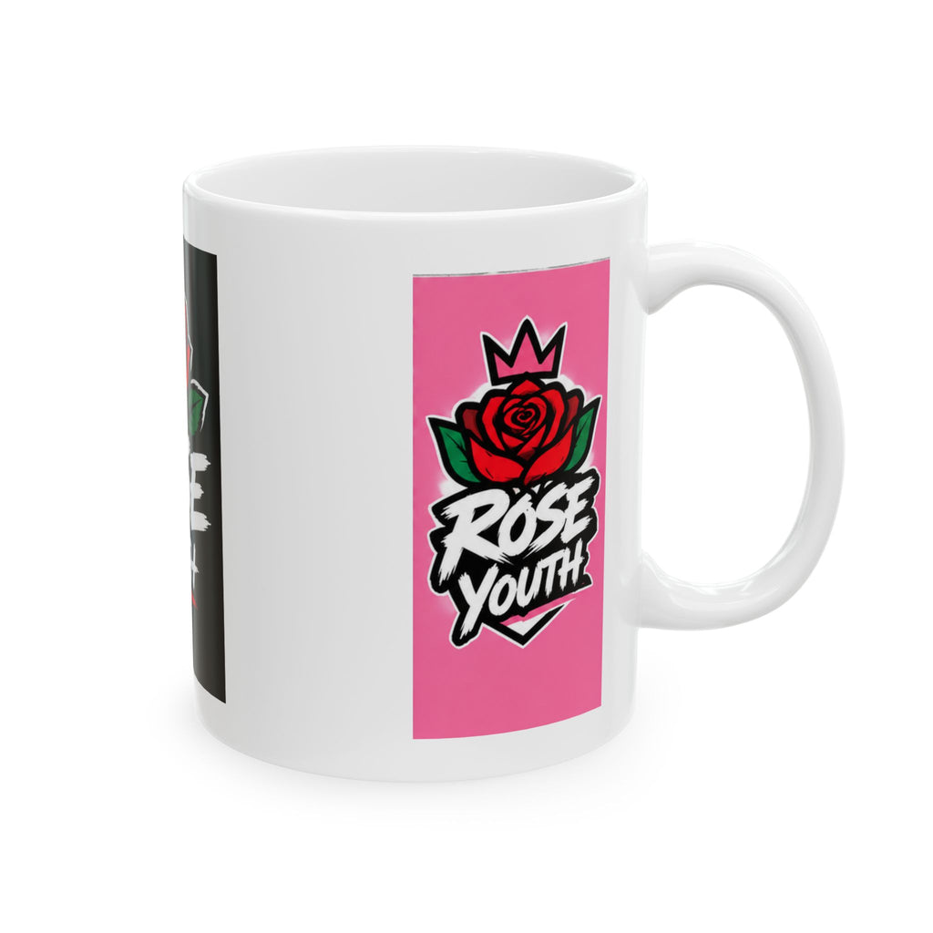 Rose Youth Graffiti Logo Ceramic Mug – Retro Street Art Coffee Cup (11oz/15oz)