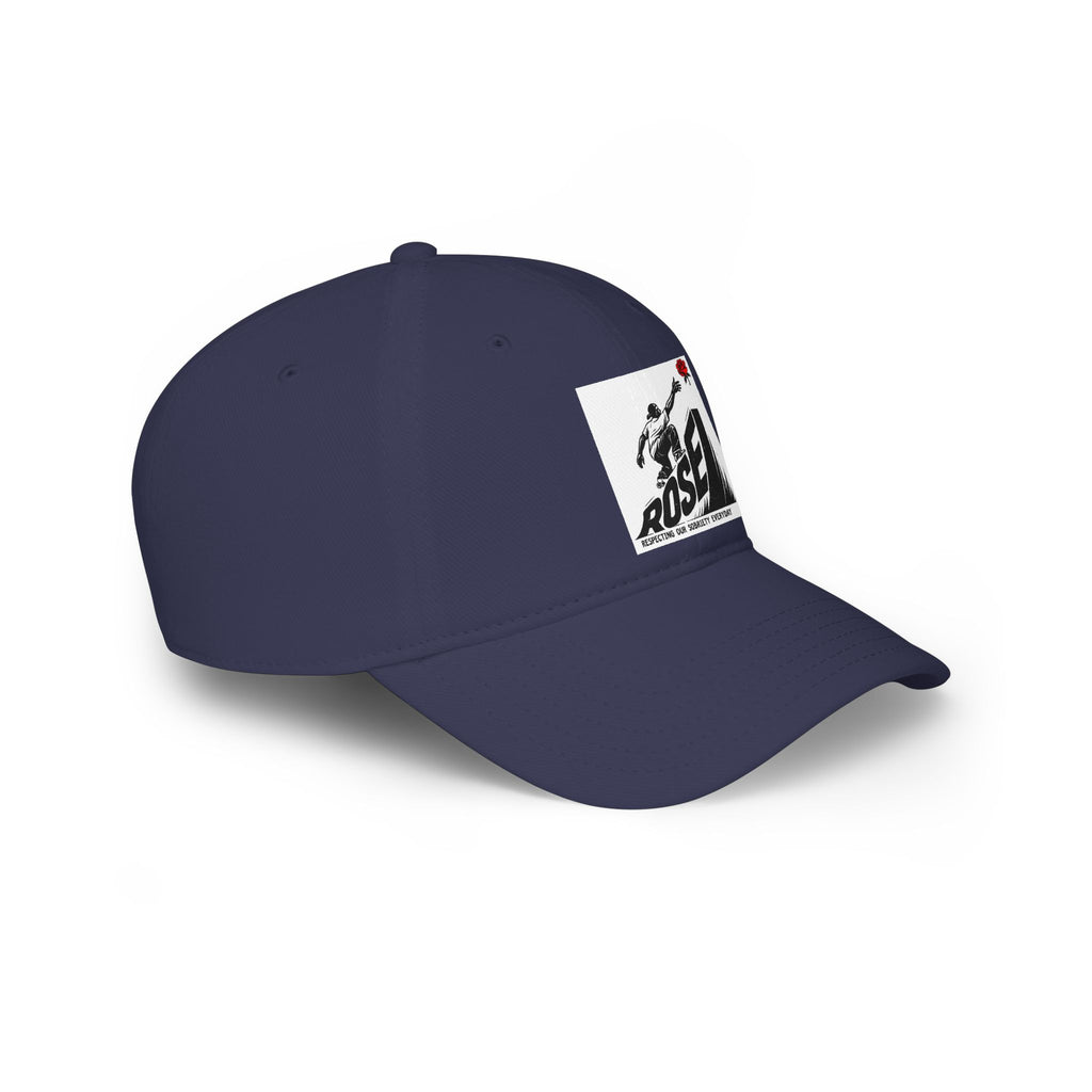 ROSE Reach Baseball Cap - Skate Culture Graphic Low Profile Hat (Japanese Kanji Inspired)