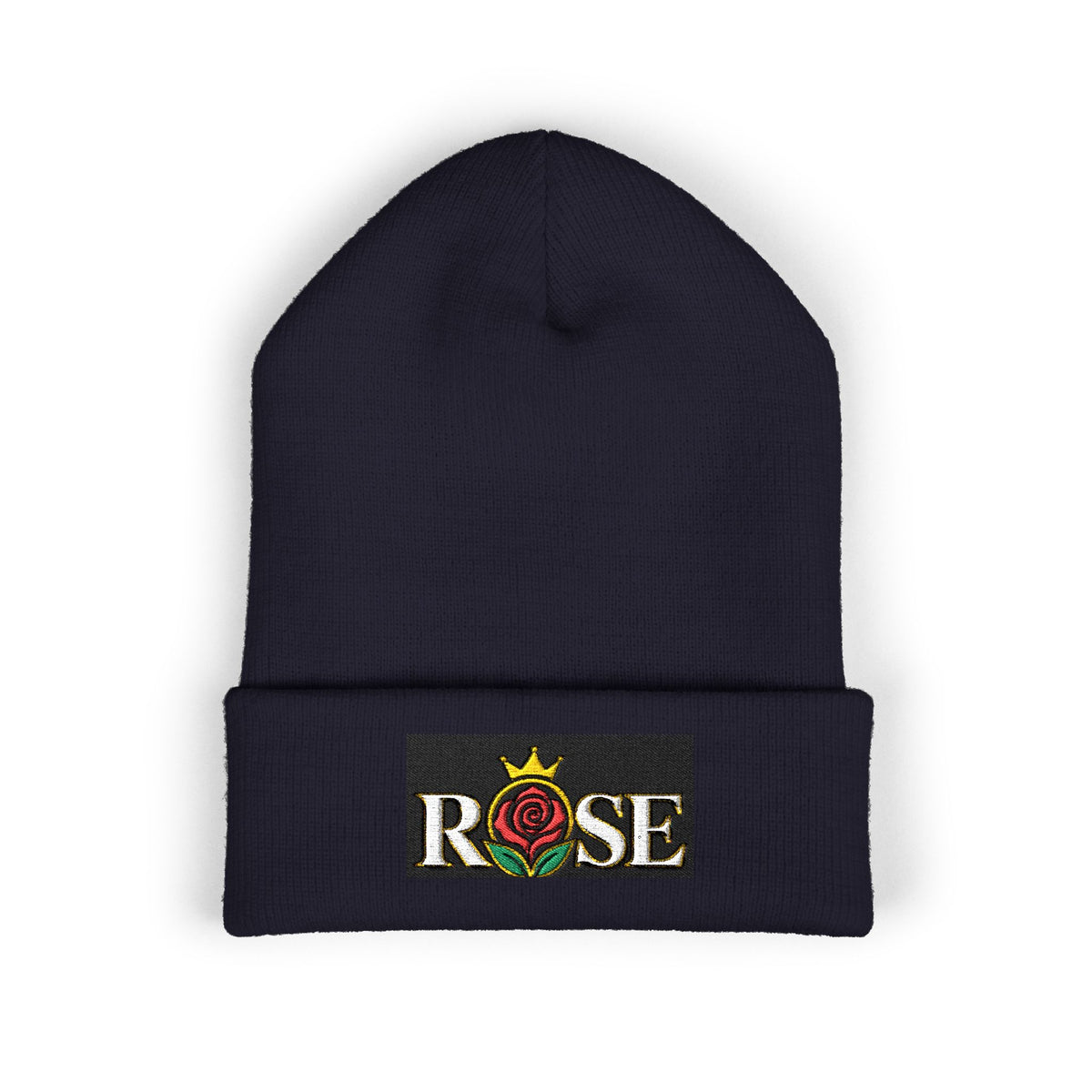 Rose Crown Embroidered Cuffed Beanie