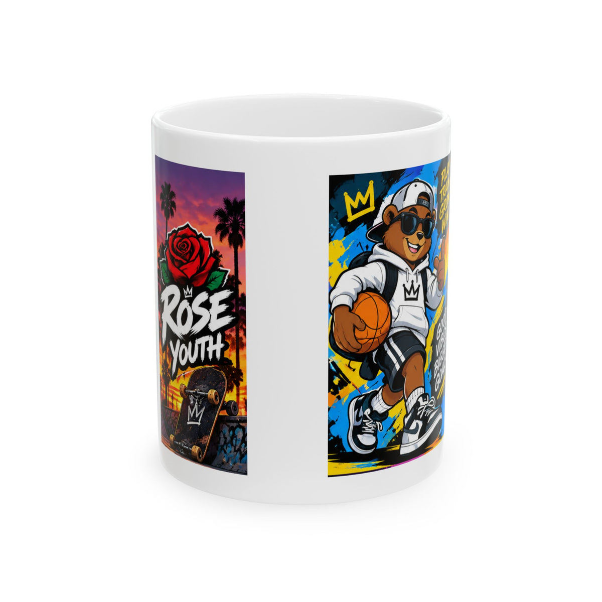 Basketball Bear Graffiti Ceramic Mug – ‘Rose Youth’ Urban Street Art 11oz/15oz