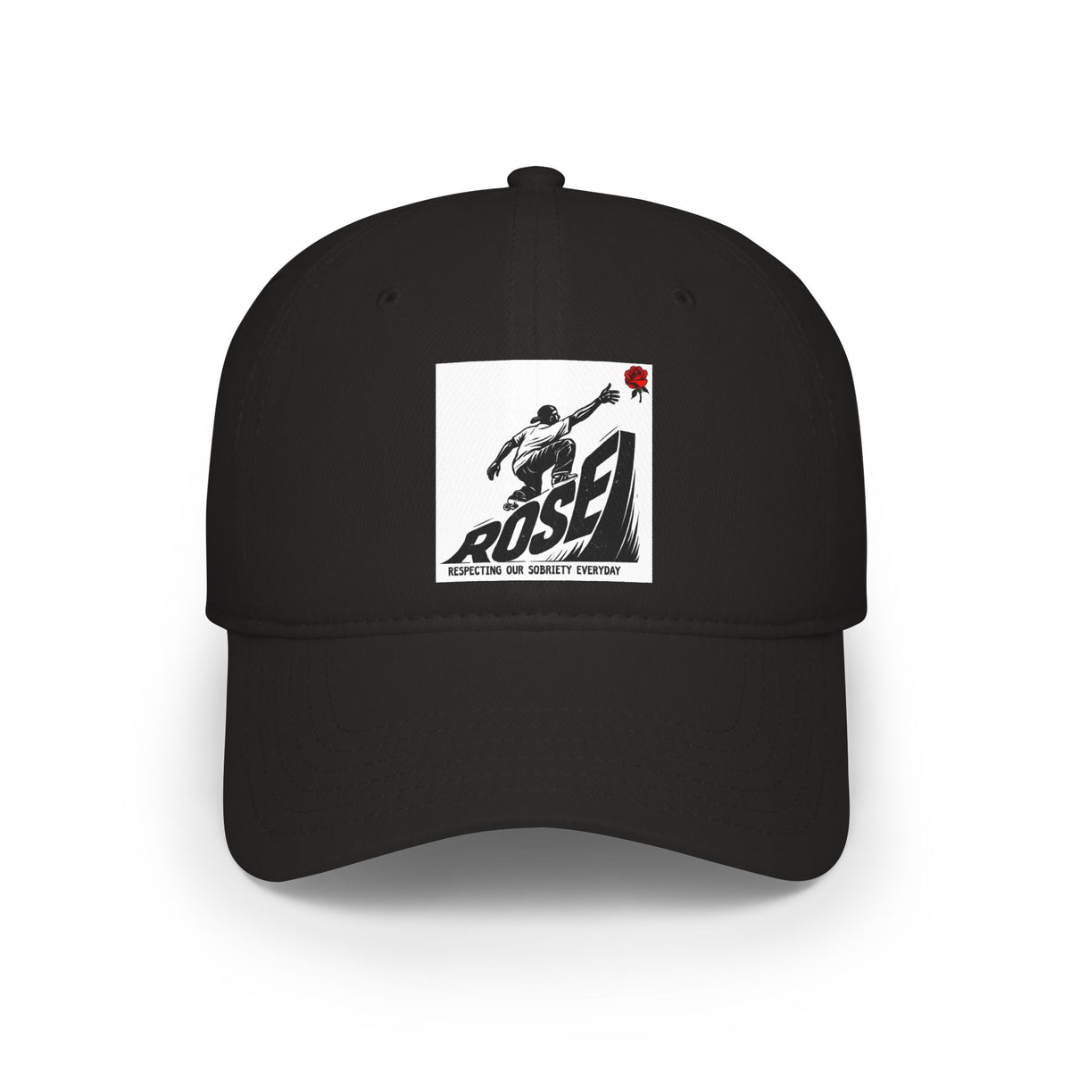 ROSE Reach Baseball Cap - Skate Culture Graphic Low Profile Hat (Japanese Kanji Inspired)