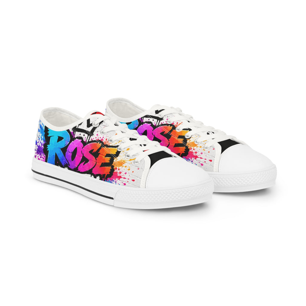 Unisex ROSE Low Top Sneakers – Colorful Graffiti ROSE Logo Sneaker