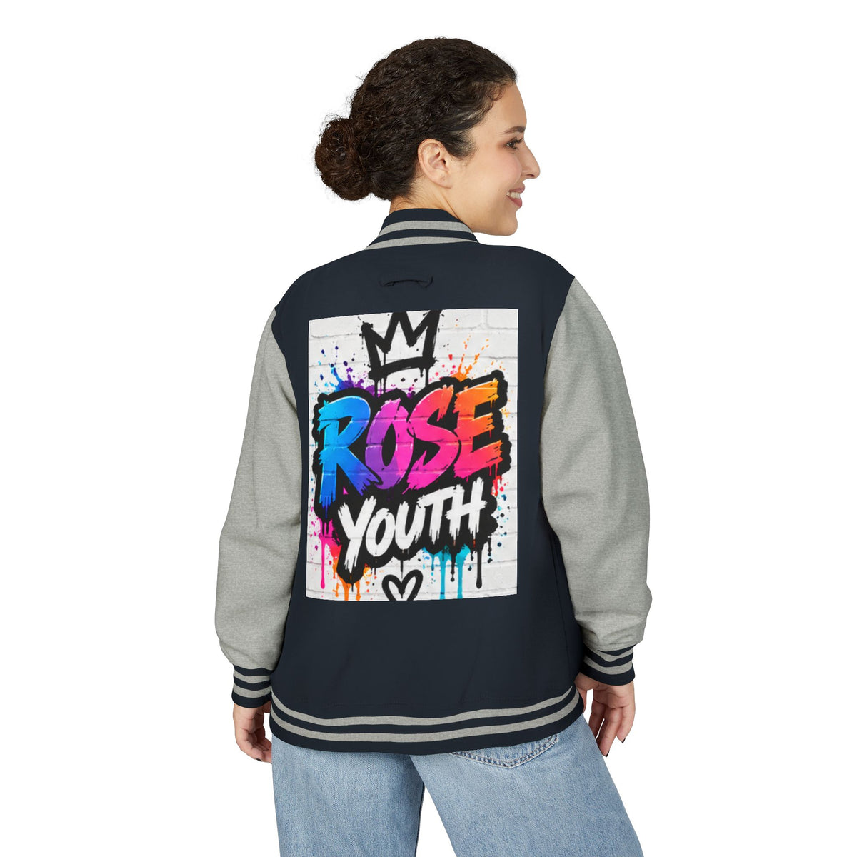 Rose Youth Graffiti Logo Letterman Jacket