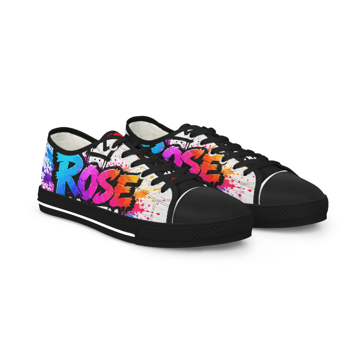 Unisex ROSE Low Top Sneakers – Colorful Graffiti ROSE Logo Sneaker