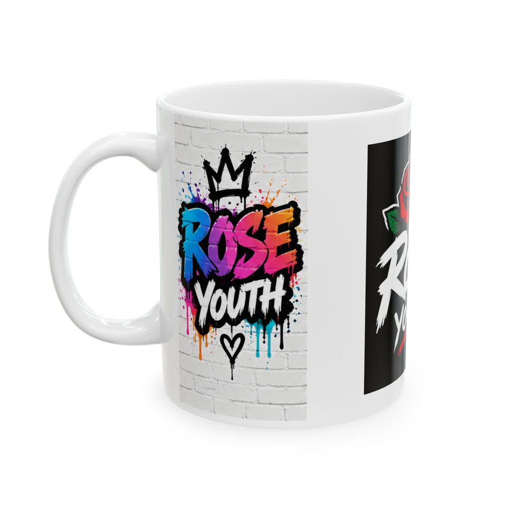 Rose Youth Graffiti Logo Ceramic Mug – Retro Street Art Coffee Cup (11oz/15oz)