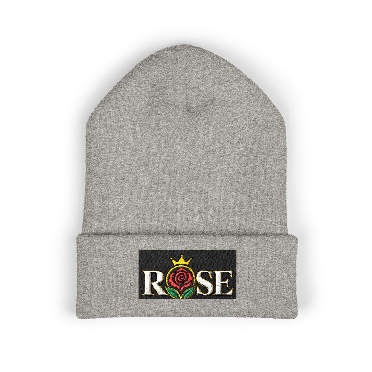 Rose Crown Embroidered Cuffed Beanie