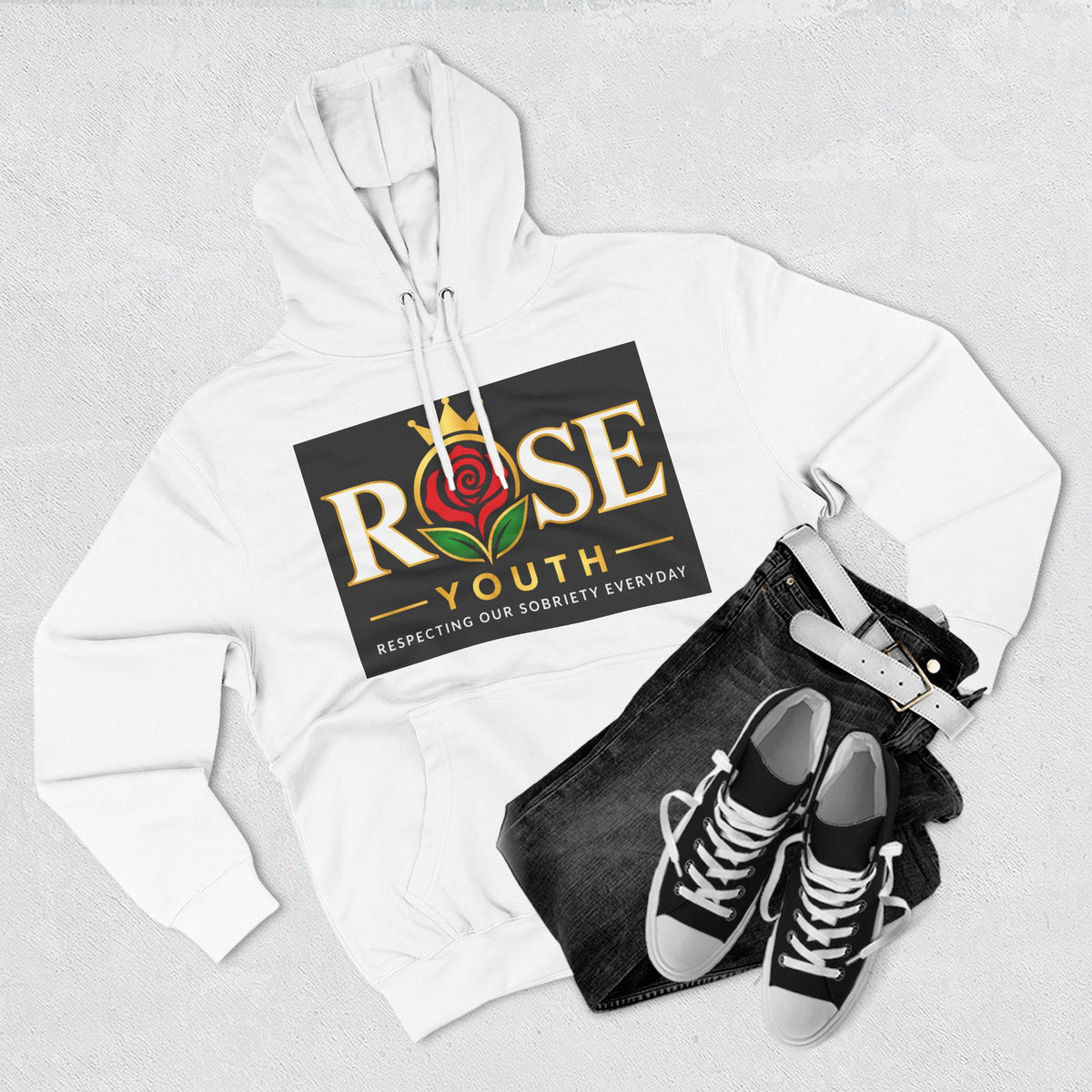 ROSE Youth Logo Hoodie — "Respecting Our Sobriety Every Day" Graphic Fleece Pullover
