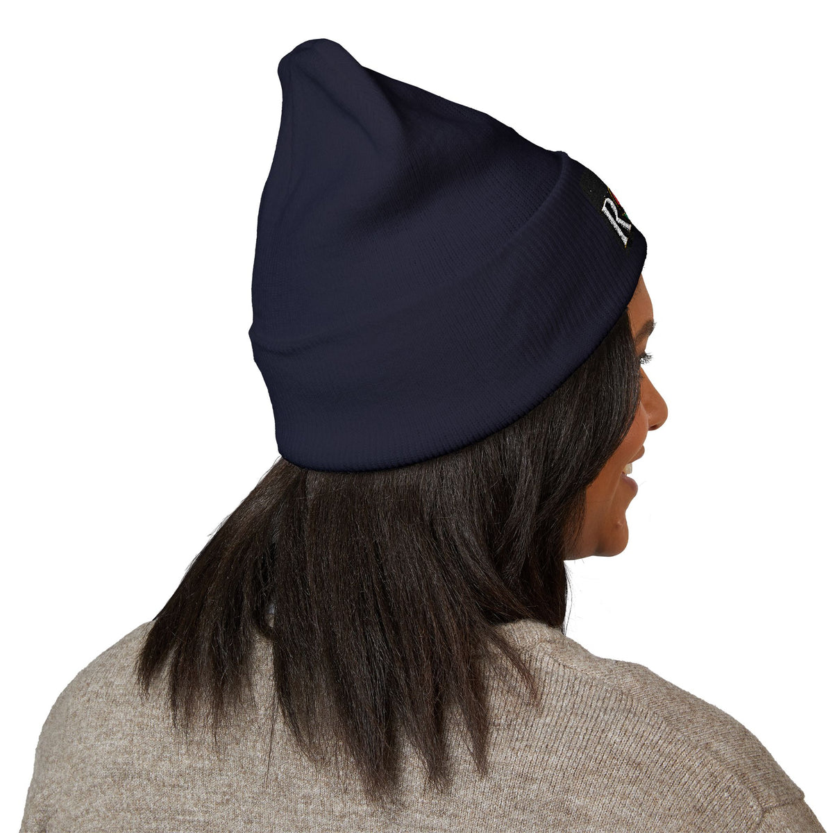 Rose Crown Embroidered Cuffed Beanie
