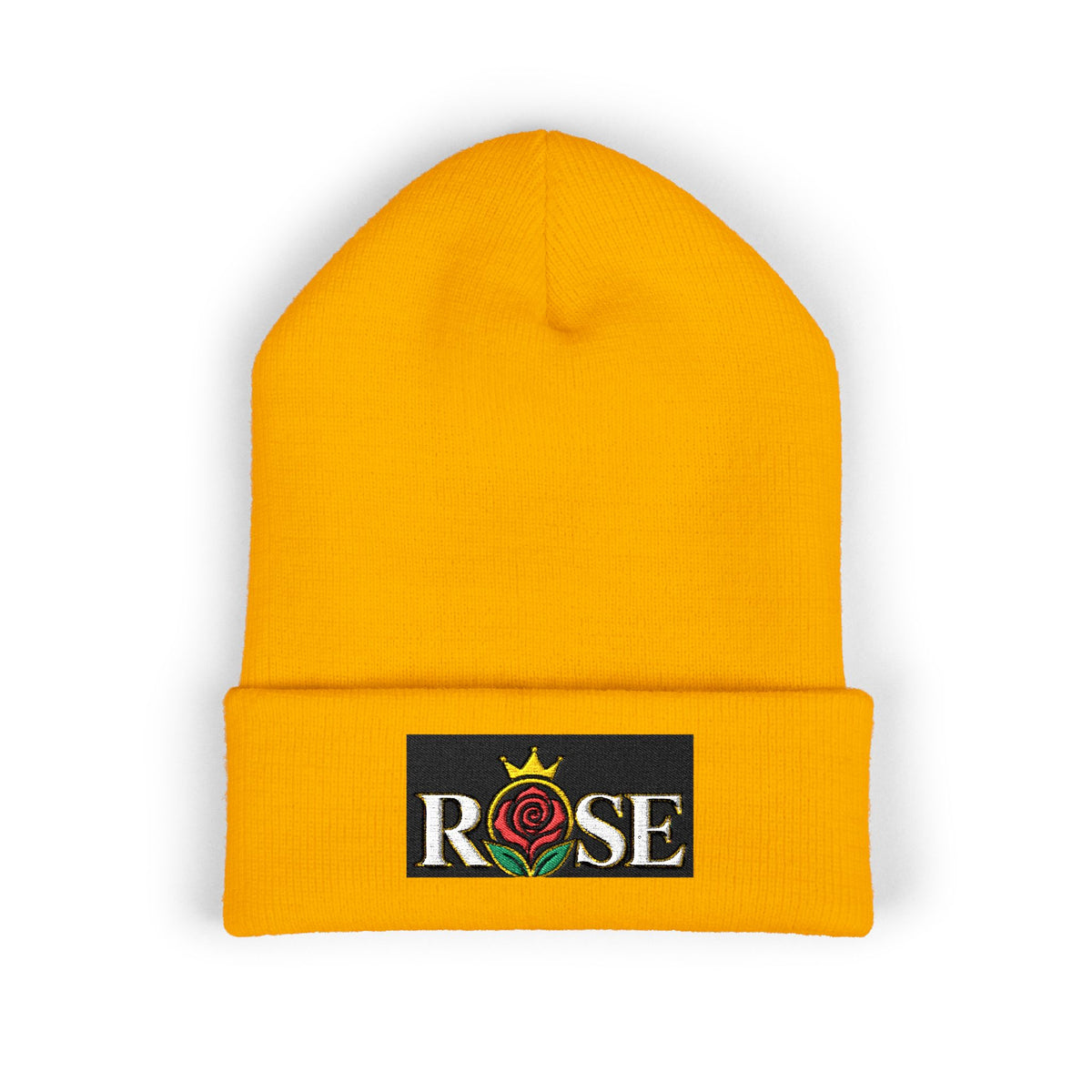 Rose Crown Embroidered Cuffed Beanie