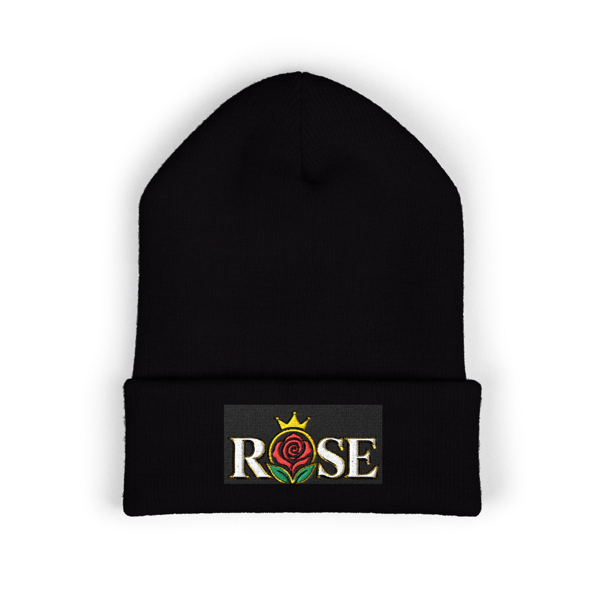 Rose Crown Embroidered Cuffed Beanie