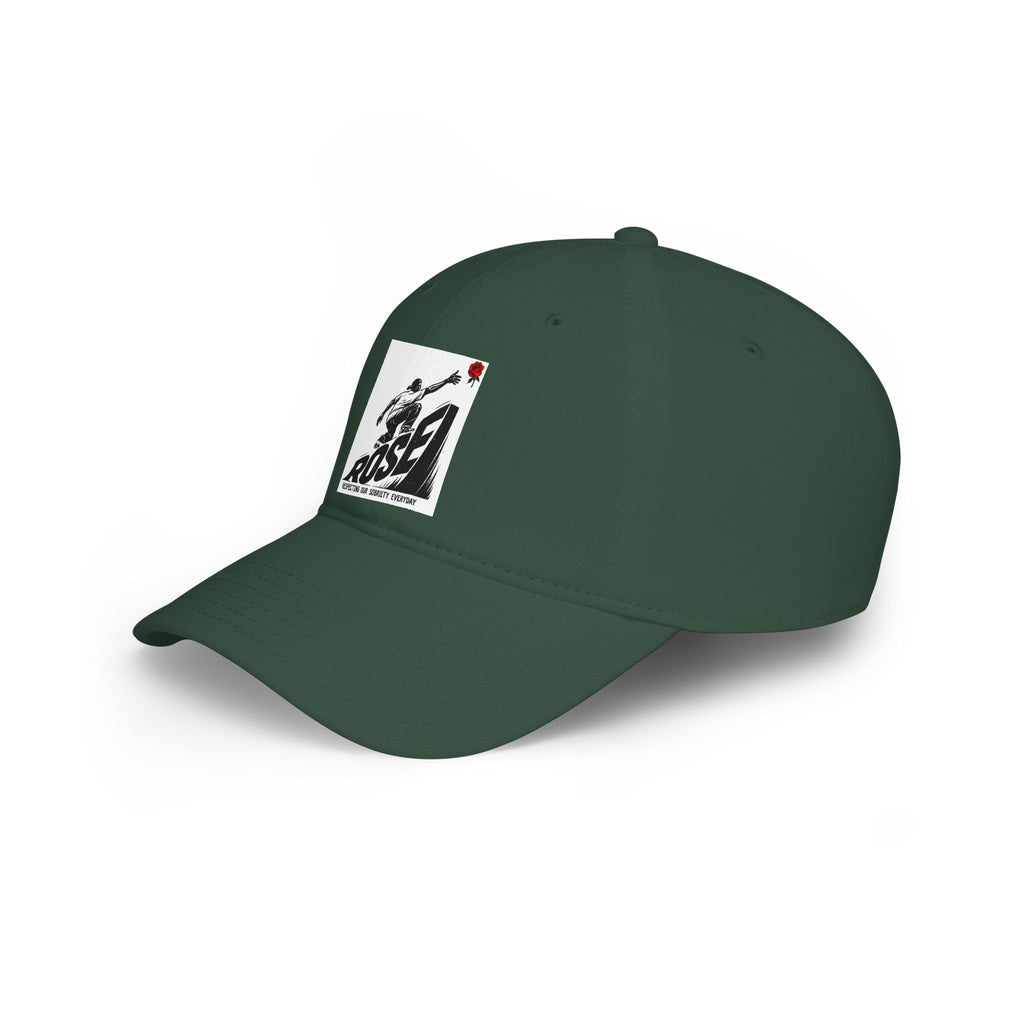 ROSE Reach Baseball Cap - Skate Culture Graphic Low Profile Hat (Japanese Kanji Inspired)