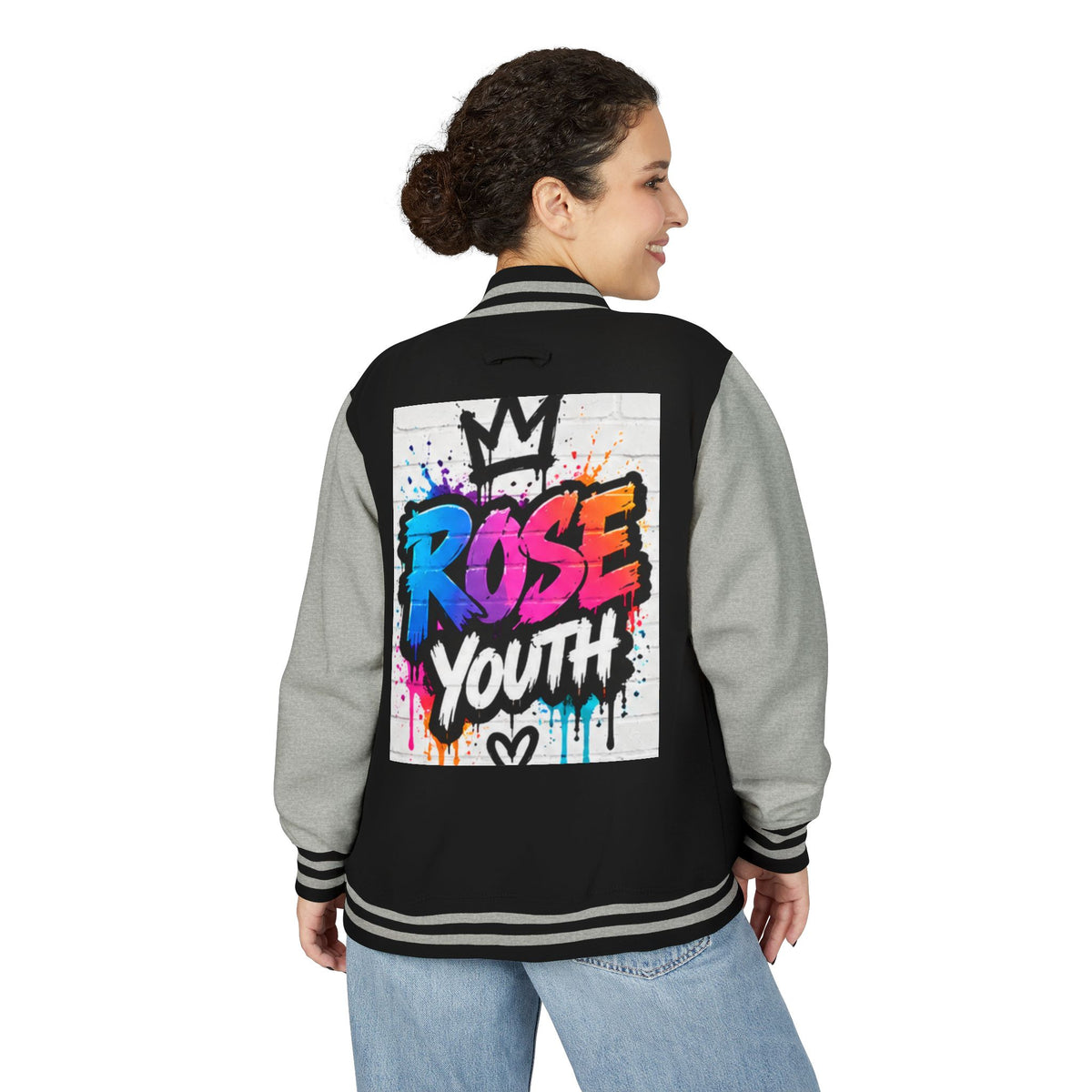 Rose Youth Graffiti Logo Letterman Jacket
