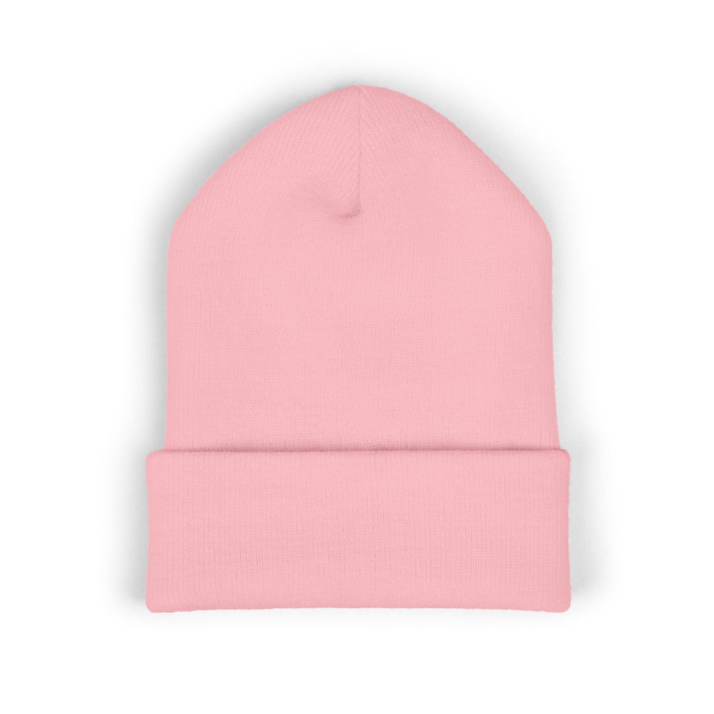 Embroidered 'Rose Youth' Cuffed Beanie – Vintage Patch Knit Hat