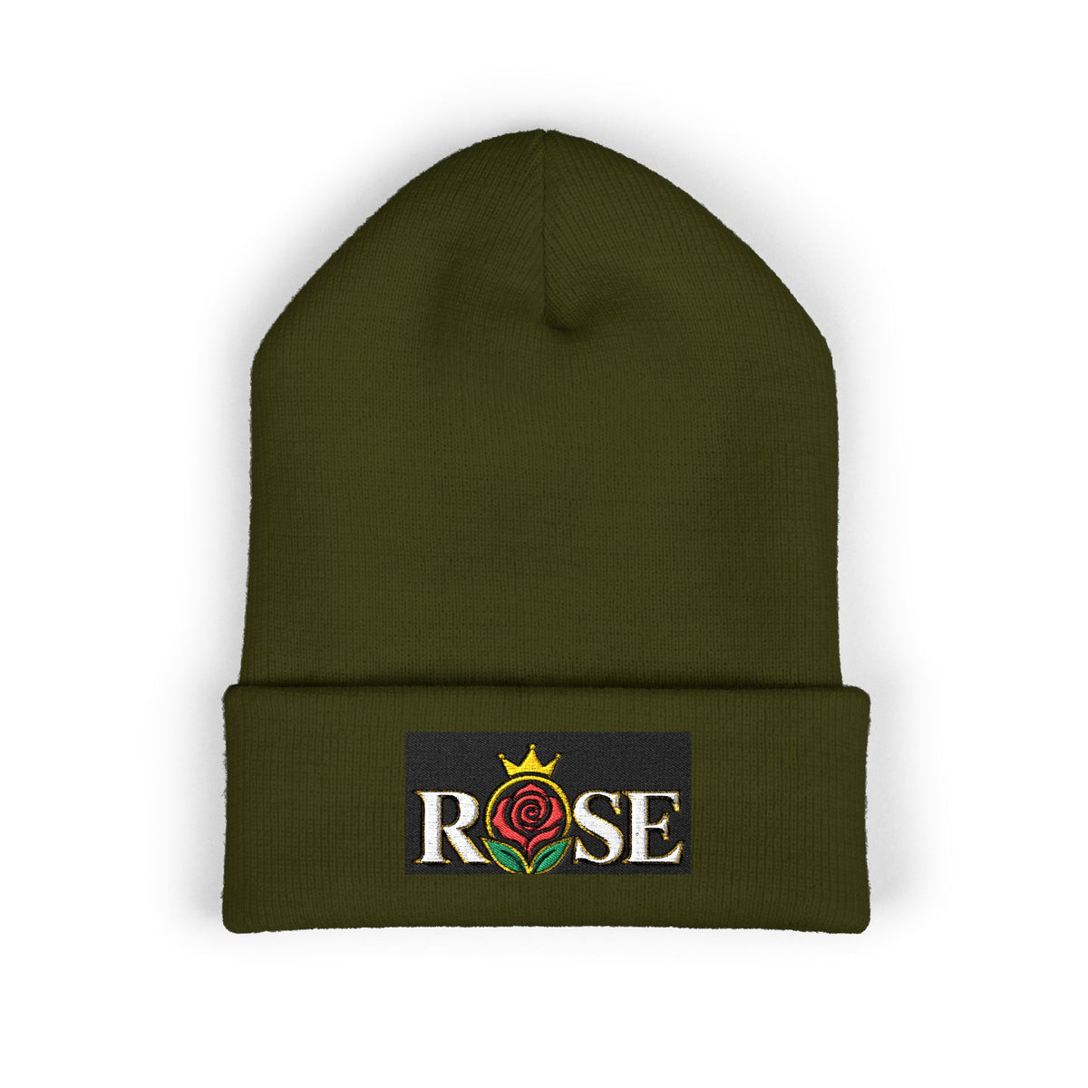 Rose Crown Embroidered Cuffed Beanie