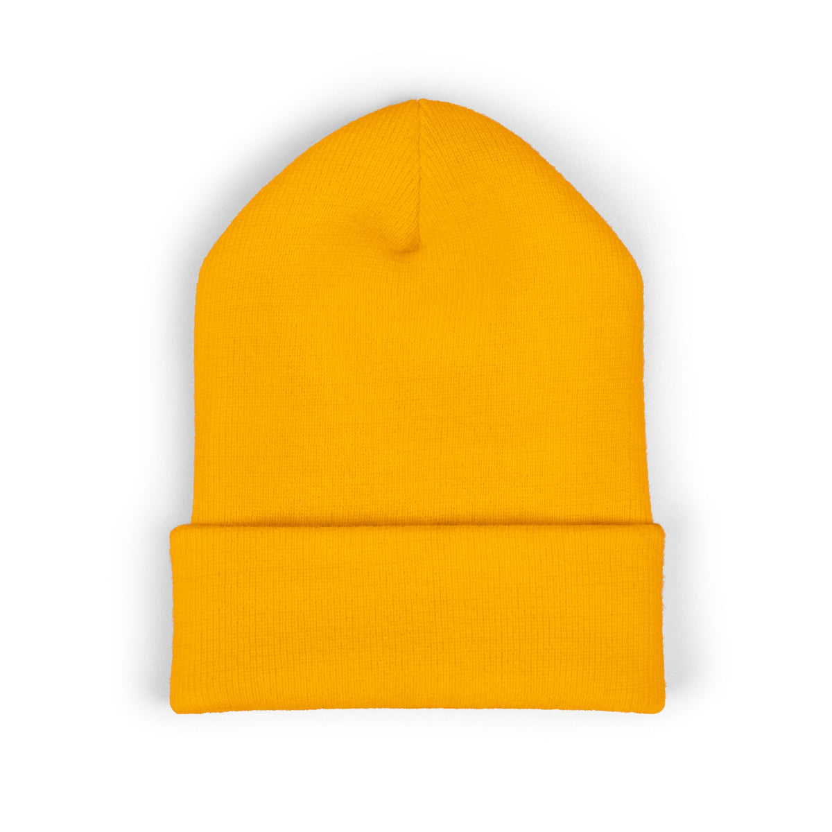 Rose Embroidered Cuffed Beanie — Floral Vintage Script Knit Hat