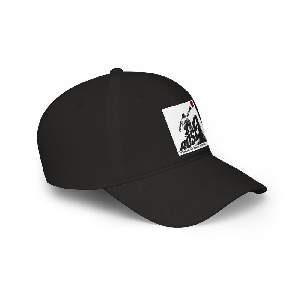 ROSE Reach Baseball Cap - Skate Culture Graphic Low Profile Hat (Japanese Kanji Inspired)